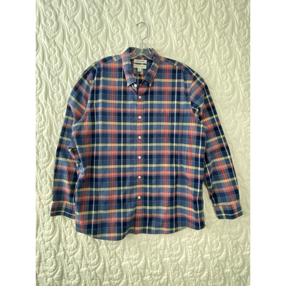 Goodthreads Button Down Shirt Multi Color Plaid Men XXL Long Sleeve 100% Cotton